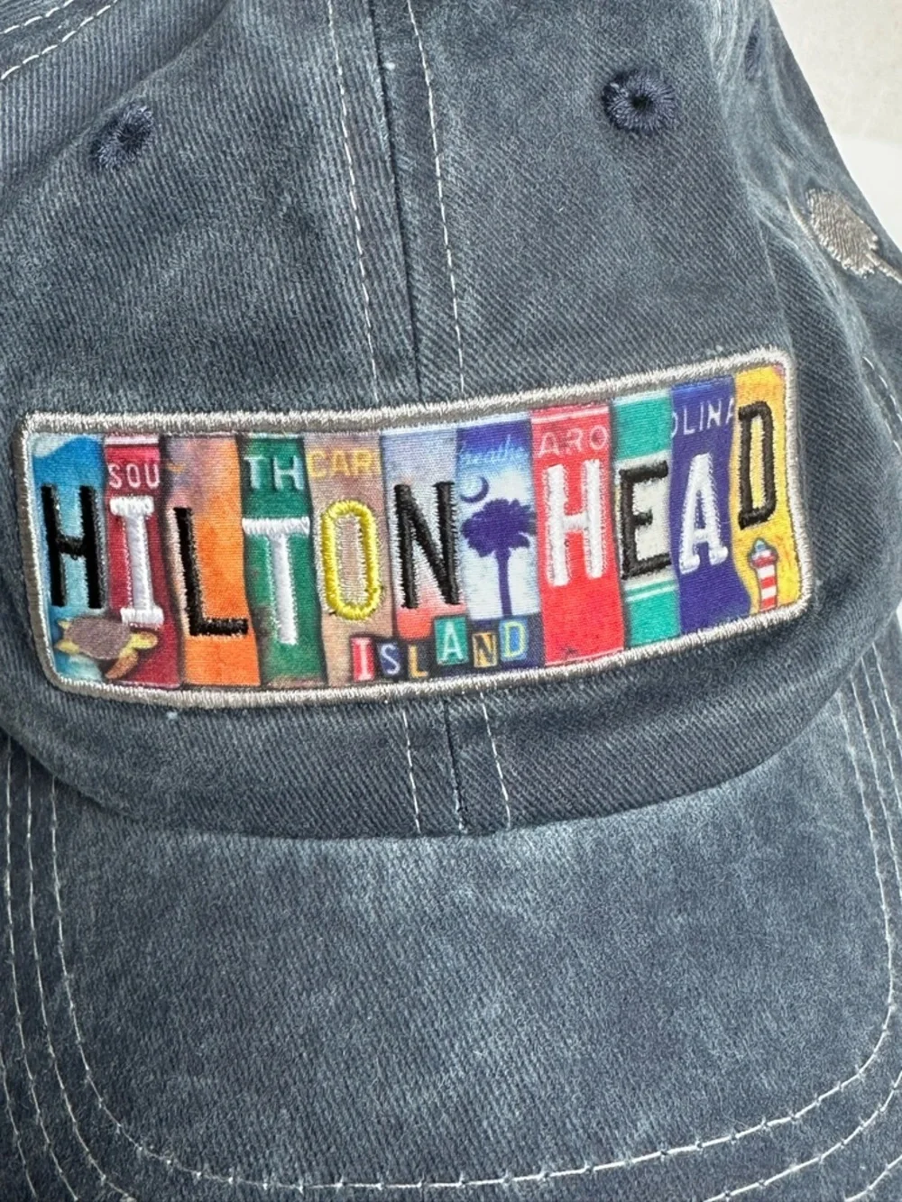 Hilton Head Island Distressed Blue Embroidered Baseball Cap Travel Sporty OS